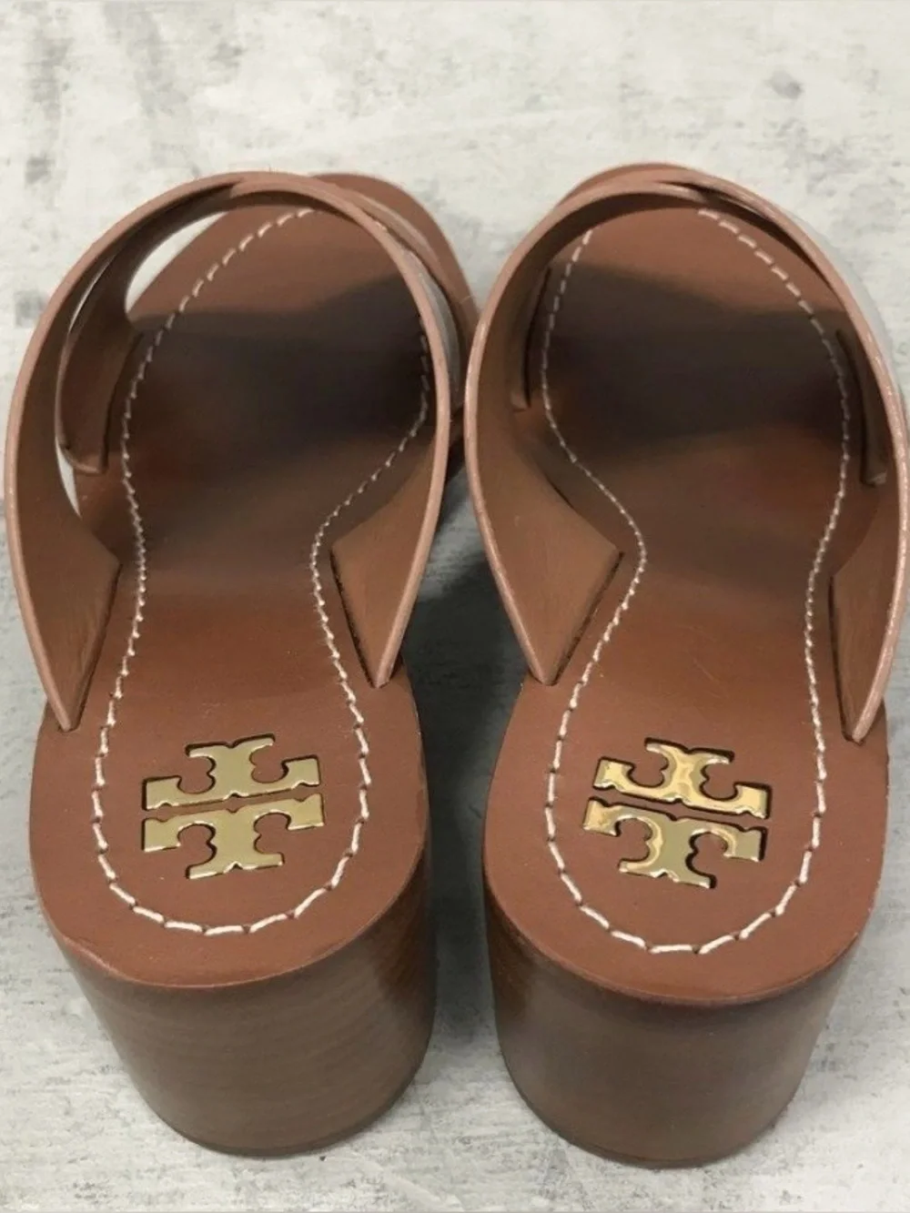 Tory Burch Montrose Silver Metallic Leather Block Heel Slide Sandals Size 6M NWT
